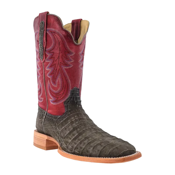 R Watson | Men's Nubuck Caiman Belly Wide Square 11"- CHARCOAL R Watson | Men's Nubuck Caiman Belly Wide Square 11"- CHARCOAL